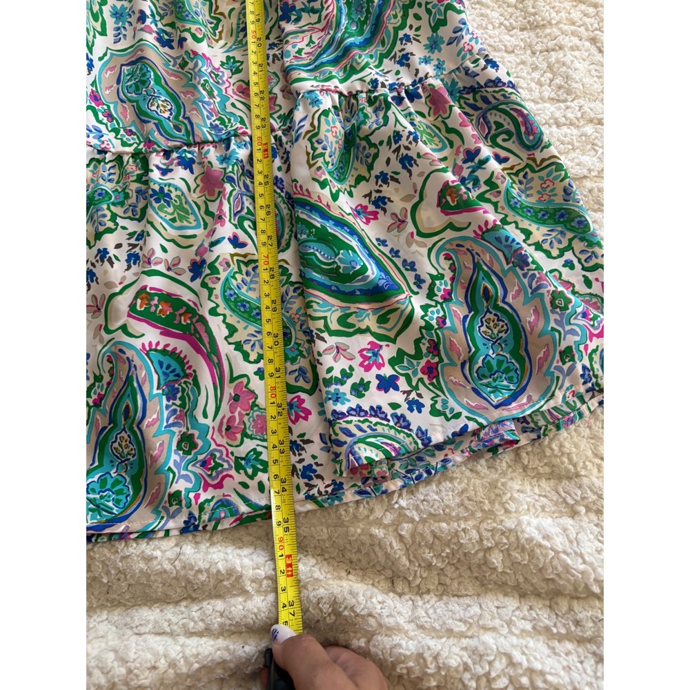 Jodifl Paisley Floral Tiered Ruffle Cap Sleeve Dress Multicolor Women's Size M - Picture 8 of 8